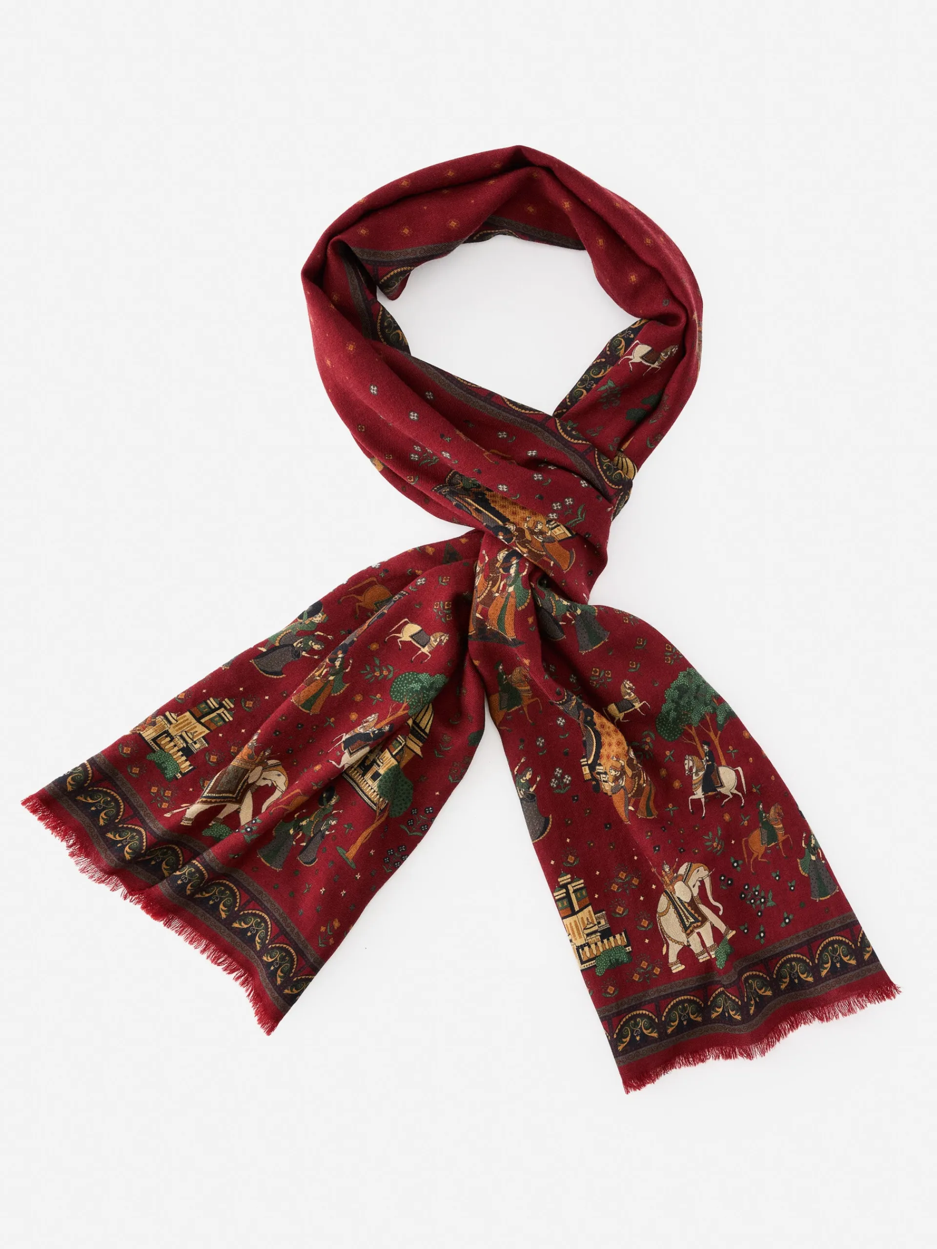 J.McLaughlin Wool Scarf in Palace Pictorial Mahogany Best