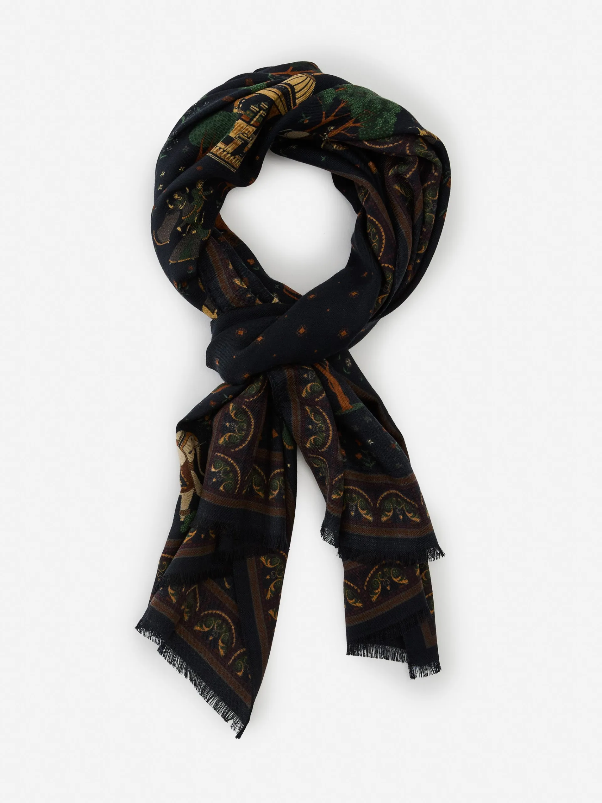 J.McLaughlin Wool Scarf in Palace Pictorial Navy Cheap