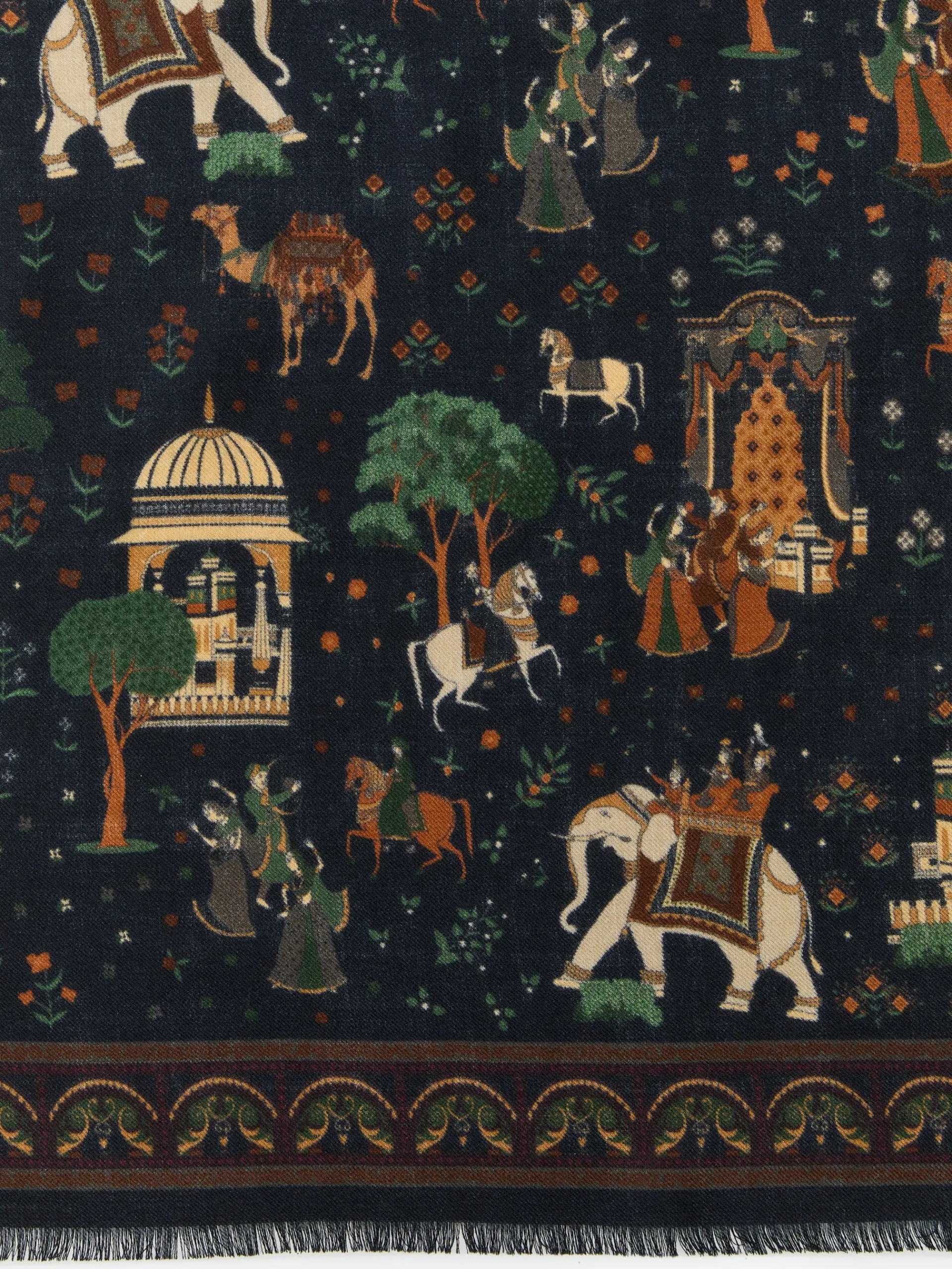 J.McLaughlin Wool Scarf in Palace Pictorial Navy Cheap