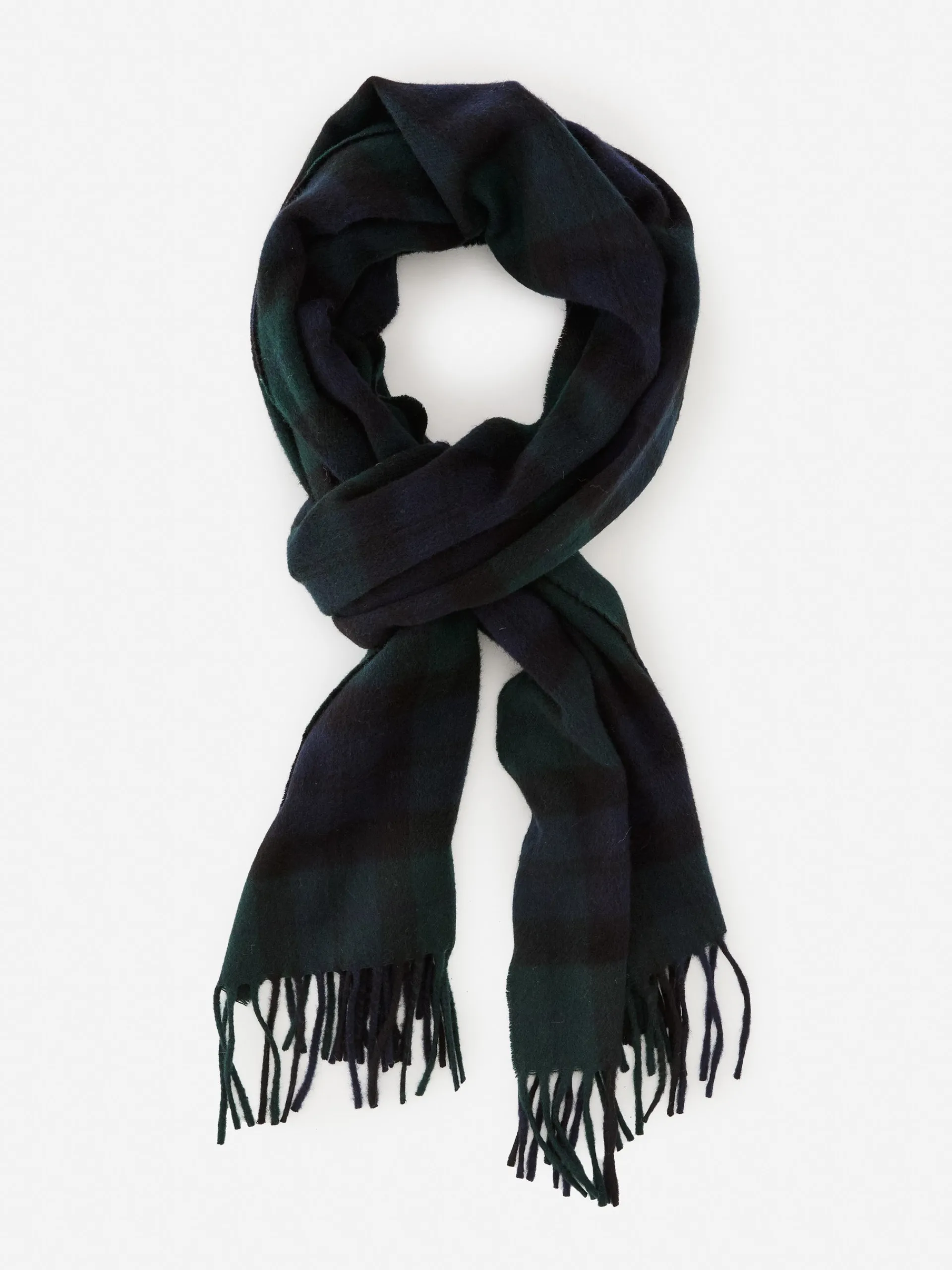 J.McLaughlin Wool Scarf in Tartan Navy/Green Clearance